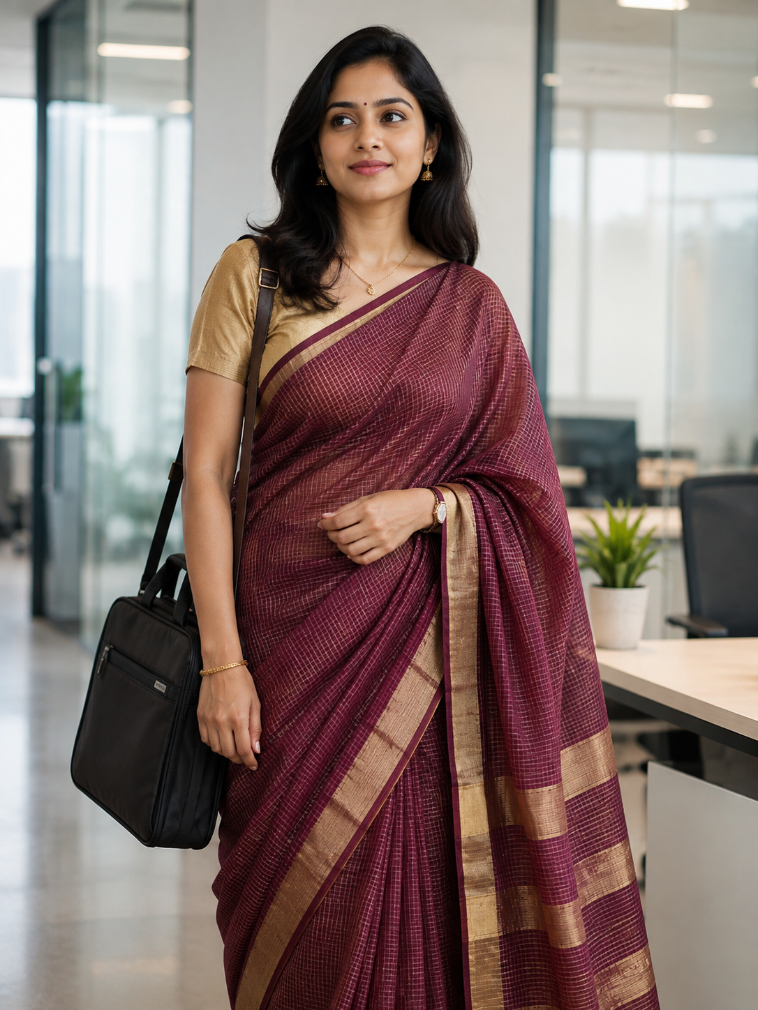 First Drape office saree styled look