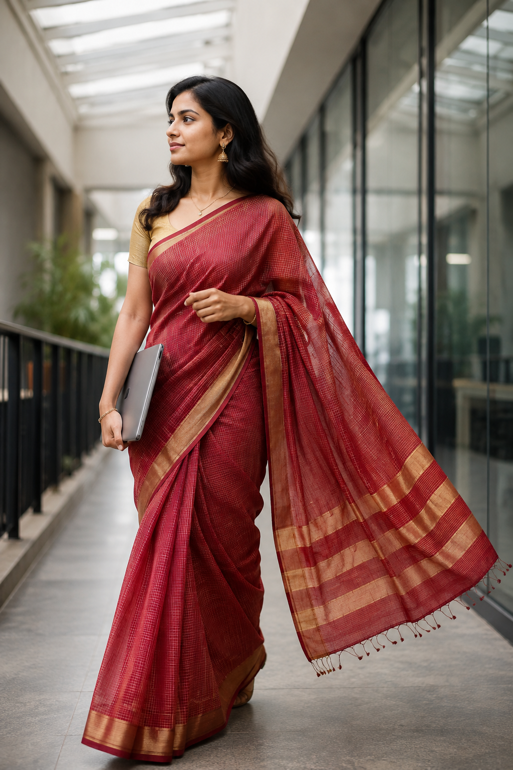 Office chic lightweight Maheshwari saree